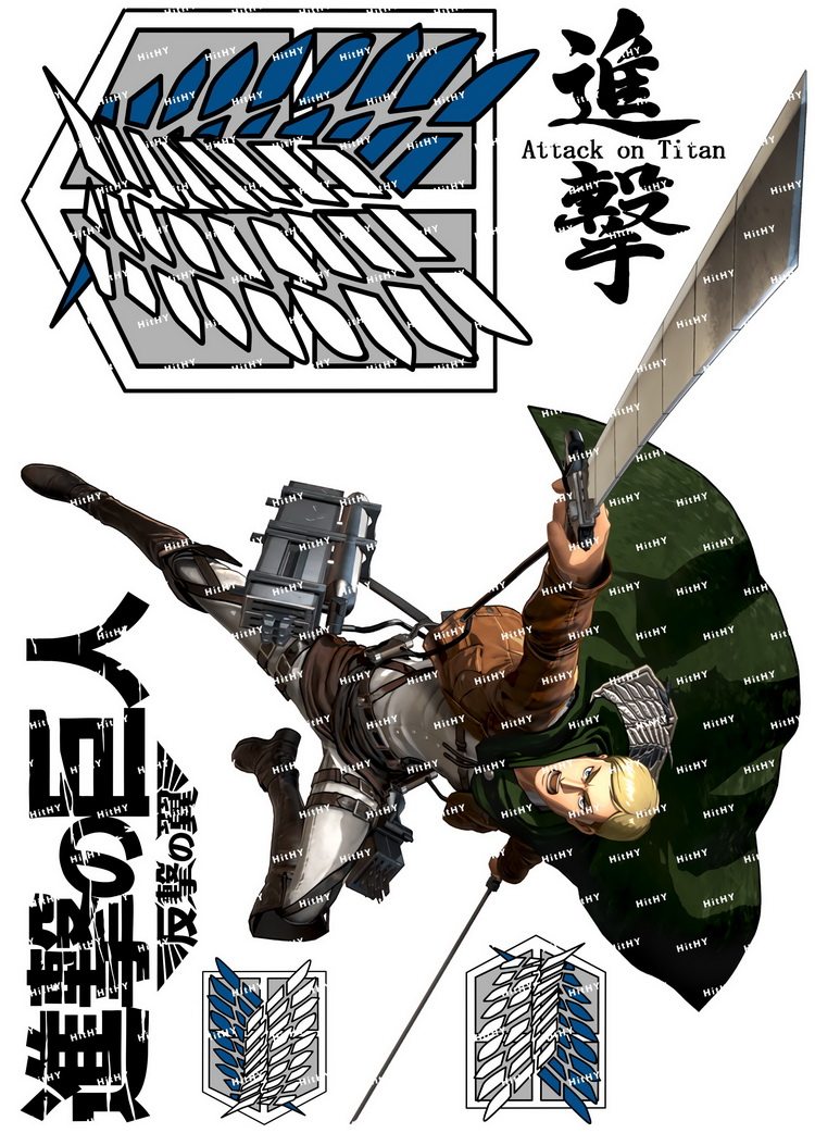 中号f0329-08进击的巨人卡通动漫笔记本电脑旅行拉杆箱防水贴纸