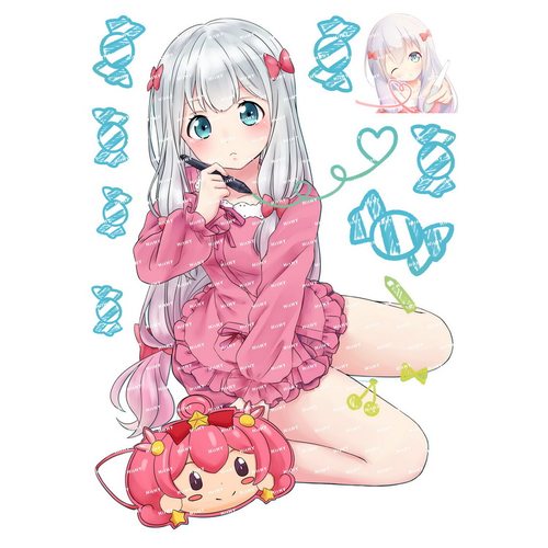 大号埃罗芒泉纱雾动漫旅行箱贴纸