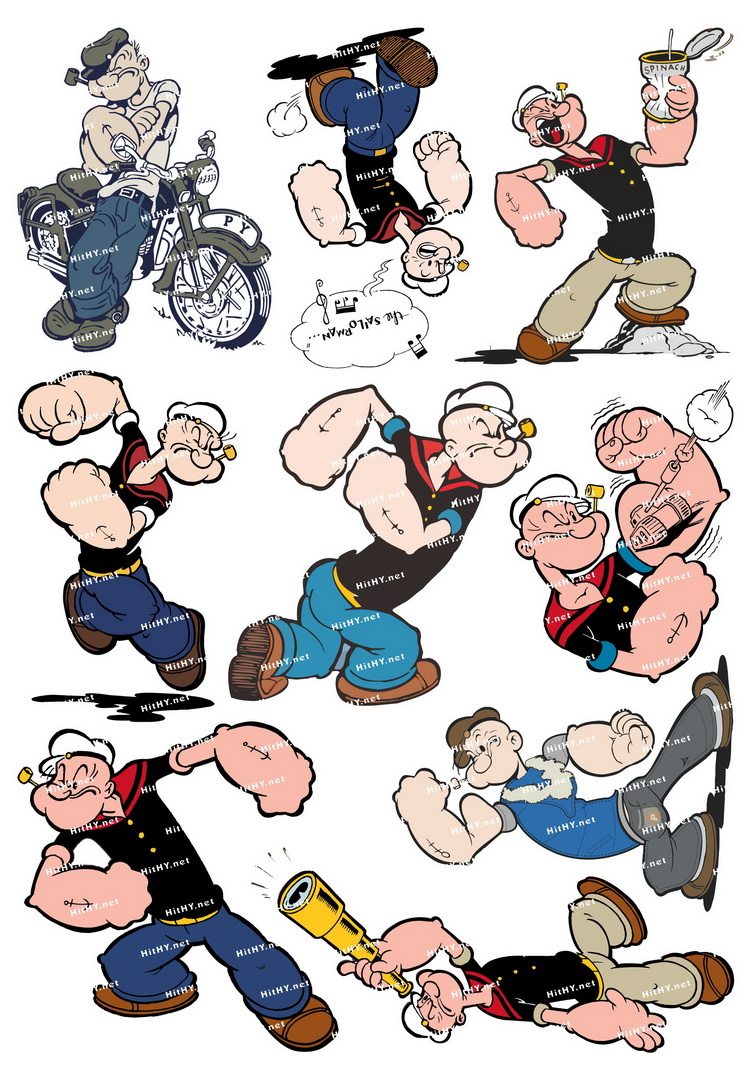 中号f0043-02大力水手-卡通笔记本电脑手机手机汽车旅行箱贴纸