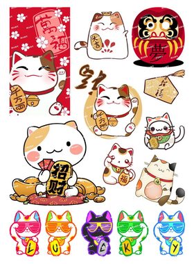 中号招财猫笔记本电脑拉杆箱贴纸