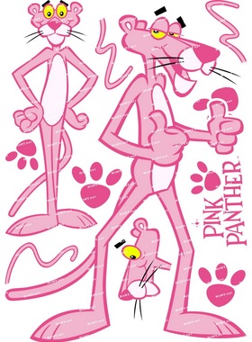 大号F0069-03粉红豹Pink Panther卡通电脑手机旅行拉杆箱贴纸防水