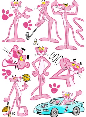 大号F0069-10粉红豹Pink Panther卡通电脑手机死飞结它拉杆箱贴纸