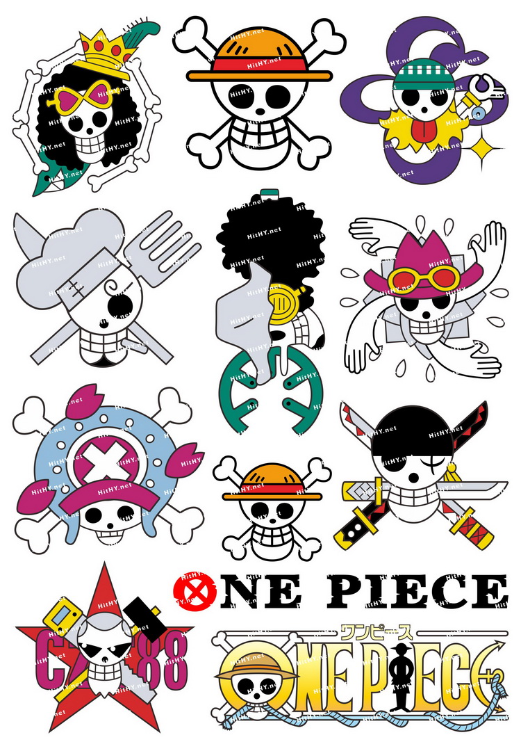 中号F0019-01海贼王 海贼团标志LOGO-卡通动漫笔记本旅行箱贴纸