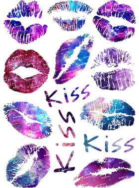 小号F0044-02KISS 吻 唇印个性潮牌笔记本手机电脑汽车旅行箱贴纸