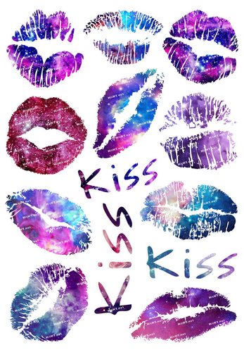 小号F0044-02KISS 吻 唇印个性潮牌笔记本手机电脑汽车旅行箱贴纸