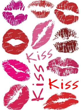 中号F0044-01KISS 吻 唇印个性潮牌笔记本手机电脑汽车旅行箱贴纸