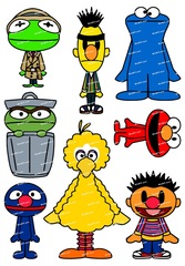 中号F0005-06芝麻街Sesame Street卡通动漫旅行拉杆箱贴纸防水