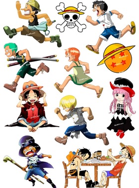 小号F0017-02海贼王Q版卡通动漫笔记本滑板旅行拉杆箱贴纸防水