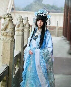 井井油条君拂cos服华丽蓝色古装