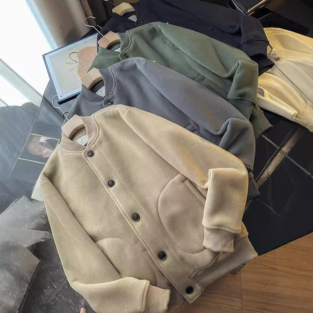 情侣款休闲加绒加厚棒球服立领夹