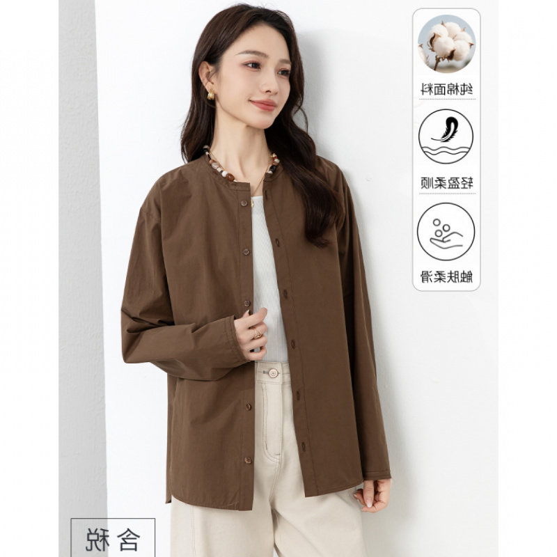 亲肤纯棉文艺珠链圆领开衫