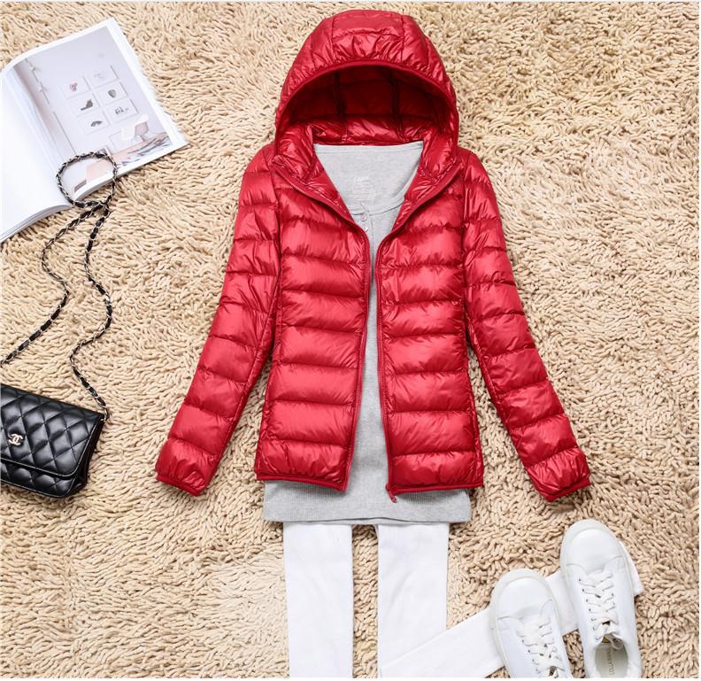秋冬女装女款新款大码韩版修身轻薄款羽绒服女式短款连帽外套