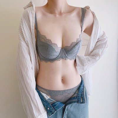 法式蕾丝薄款文胸套装