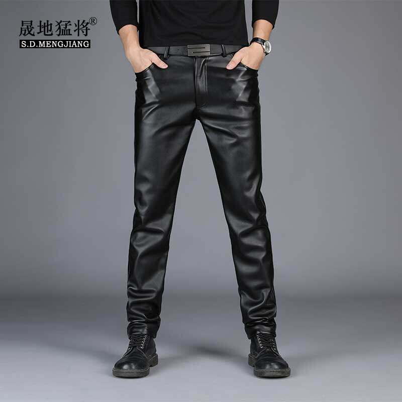 皮裤男修身韩版帅气加绒加厚青年