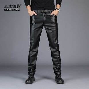 加绒加厚冬季 皮裤 帅气摩托车青年男士 韩版 保暖皮毛一体 男修身