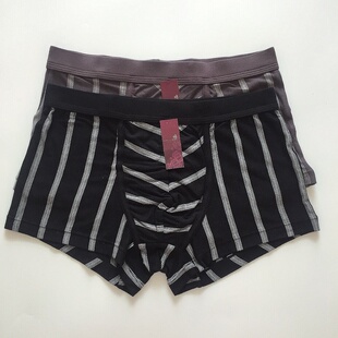 正品康妮雅睡衣条纹中腰平角四角粘纤舒适薄男内裤310B1234(2条