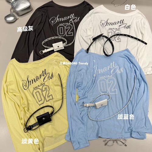 韩版2026夏季印花防晒T恤配包包