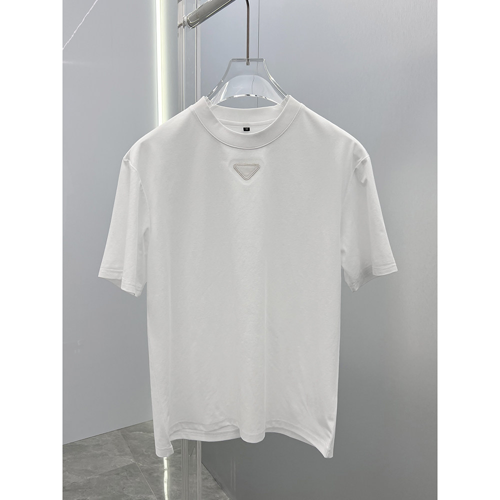欧洲站高端潮牌欧货2025夏季潮流本布三角标休闲圆领男士短袖T恤