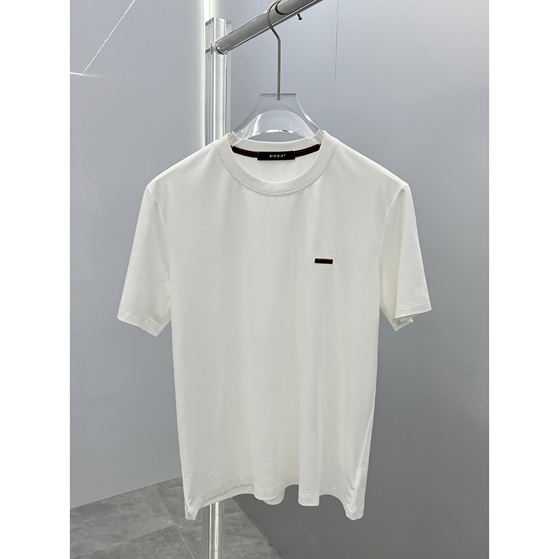 高端欧货天丝面料圆领短袖T恤男