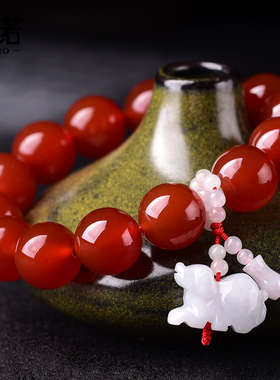 红玛瑙玉石生肖手链本命年饰品