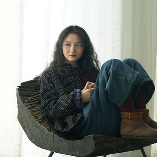 原创新中式彩色纯棉提花包布扣保暖加厚外套 国风老棉布拜年棉衣