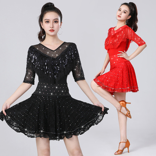 拉丁舞服装新款成人套装吉特巴三步踩广场舞服装演出服钻摩登舞服