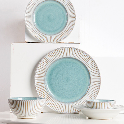 Simple Western style steak plate round flat plate vegetable