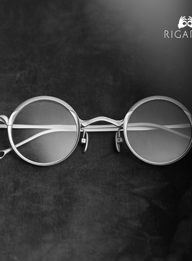 RIGARDS 925纯银RG1099AG圆框眼镜架墨镜纯手工雕刻复古限量