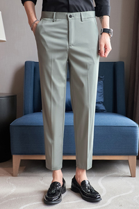 冰丝9分裤春夏修身高弹西裤灰色K782-P68北辰风（108）图片