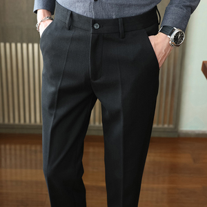 冬款毛呢西裤 修身休闲裤磨毛 黑色K8073-P65柏悦风(98）,男装西裤,电商A159