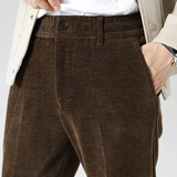 秋冬木棉绒西裤松紧腰修身休闲裤咖色K8093-P72（128）无影墙，男装休闲裤，电商A159