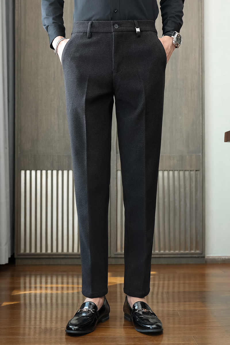 冬款毛呢西裤修身休闲裤磨毛保暖卡其K8076-P65柏悦风(98）,男装西裤,电商A159