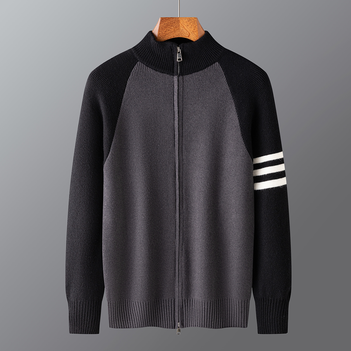 2025秋冬拉链开衫保暖毛衣黑色Y252-P65一口价（108），男装针织衫/毛衣，电商A159