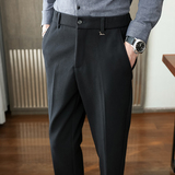冬款毛呢松紧腰休闲西裤宽松磨毛黑色K8070-P65柏悦风(98），男装西裤，电商A159