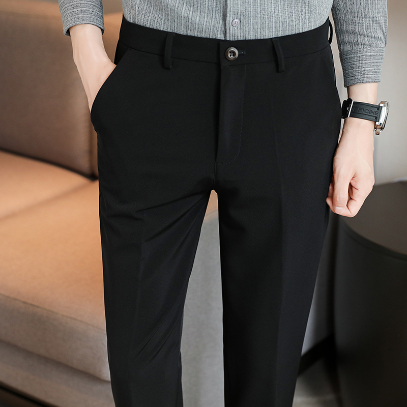 春夏韩版弹力西裤修身9分裤休闲裤男黑色K601-P50（控价88），男装休闲裤，电商A159