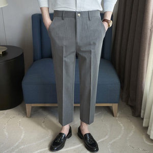 春夏小直筒西裤9分裤男 青年简约休闲 ZK538-P60杏色（98）图片