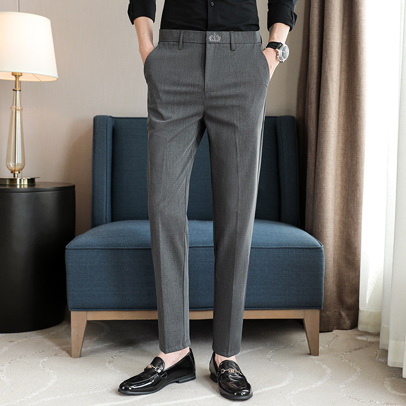 春夏韩版修身西裤长裤休闲裤男青年K905-1中灰-P65新(98)，男装西裤，电商A159