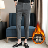 冬款加绒西裤修身9分裤休闲裤中灰K685-1加绒-P70（108），男装西裤，电商A159
