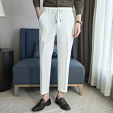 春夏小直筒西裤9分裤男配系绳简约休闲ZK537-P65灰色（98），男装西裤，电商A159