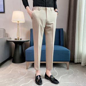 春夏韩版修身西裤 9分裤男休闲裤青年潮 白色 K769-P50（88）图片
