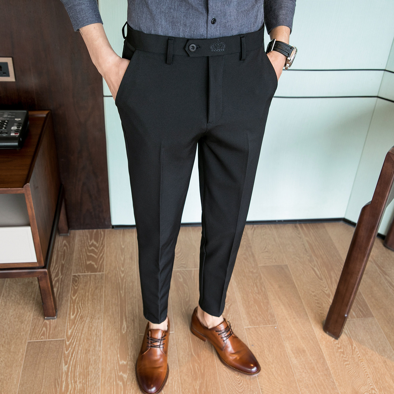 春夏韩版弹力西裤修身长裤休闲裤男裤潮K906-1-P65（98），男装西裤，电商A159