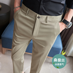冰丝9分裤春夏修身高弹西裤黑色K782-P68北辰风（108）图片