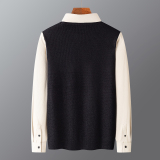 2025秋冬衬衫领套头保暖毛衣假两件卡其Y269-P50一口价（98），男装针织衫/毛衣，电商A159