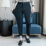 春夏修身高弹西裤凉感冰丝9分裤刺绣黑色K518-P65（108），男装西裤，电商A159