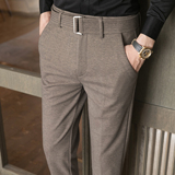 冬款毛呢保暖9分裤磨毛休闲裤配腰带男卡其K758-P60（控价98），商品下架区，电商A159