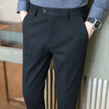 冬款毛呢长裤暗条纹保暖磨毛休闲裤男灰色K8032-P65(98），男装棉衣，电商A159