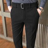 冬款毛呢保暖休闲裤配腰带男裤黑色K998-P65柏悦风（98），男装休闲裤，电商A159