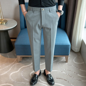 小直筒西裤 后腰松紧弹力 休闲裤男 浅灰K8060-P60北辰（98）图片