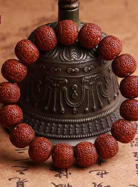 天然紫金鼠招财鼠雕刻回纹珠把玩