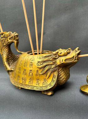 古玩古董铜器收藏仿古铜香炉龙回首铜香炉摆件家居摆件装饰摆件